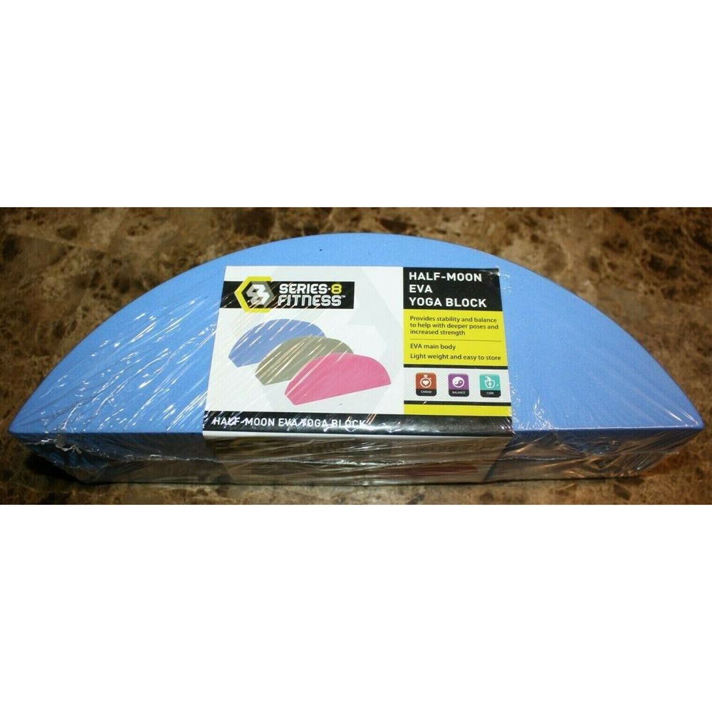 SERIES - 8 FITNESS BLUE HALF-MOON EVA YOGA BLOCK  NEW EXERCISE WORKOUT NEW